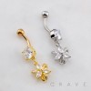 DANGLE VIBRANT FLORAL SNOWFLAKE MOTIF MULTI CZ BELLY BUTTON NAVEL RING 316L SURGICAL STEEL DANGLE VIBRANT FLORAL SNOWFLAKE MOTIF MULTI CZ BELLY BUTTON NAVEL RING 316L SURGICAL STEEL